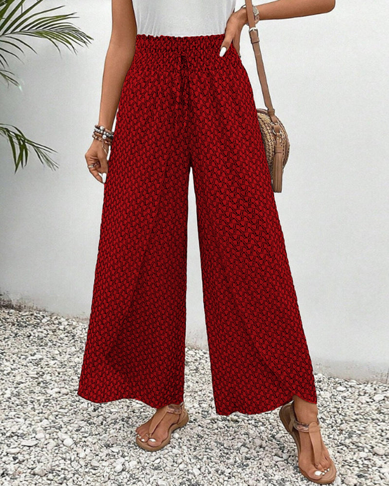 Zomerse broek met elastische pijpen en trekkoord