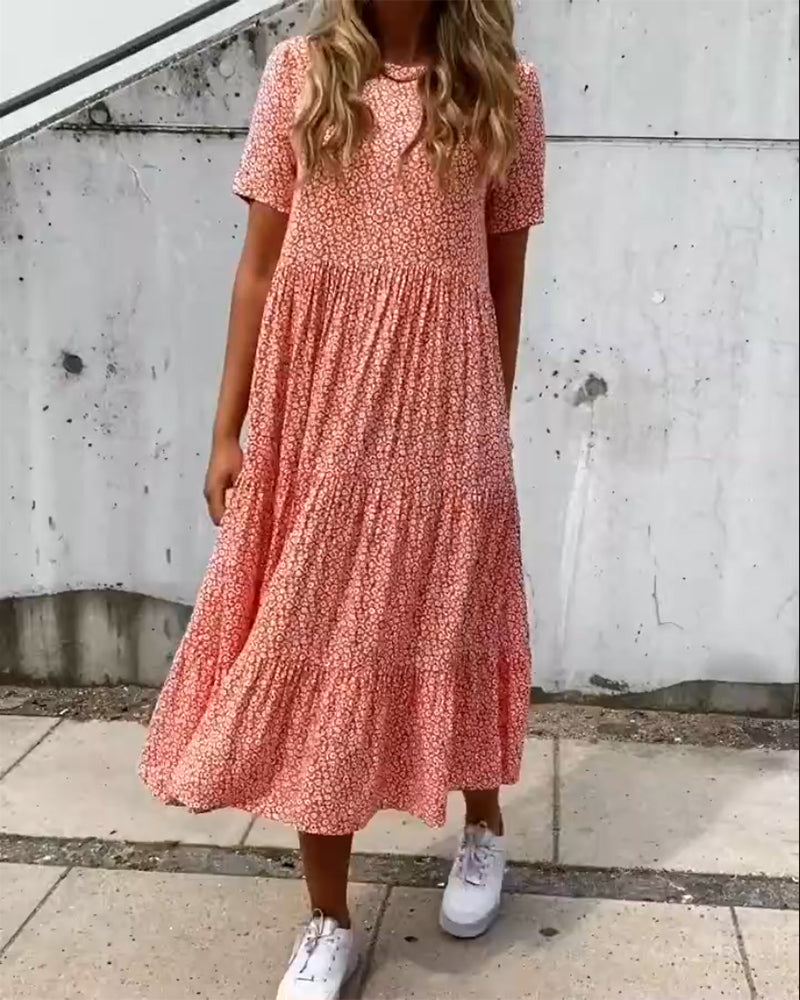 Van Laar® | Jurk met korte mouwen en bloemenprint