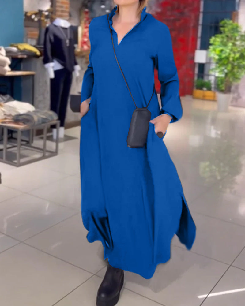 Van Laar® | Losse lange jurk met zijsplit