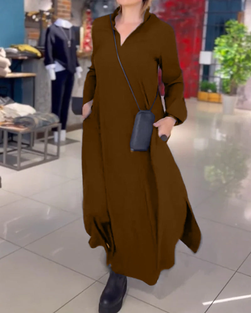 Van Laar® | Losse lange jurk met zijsplit