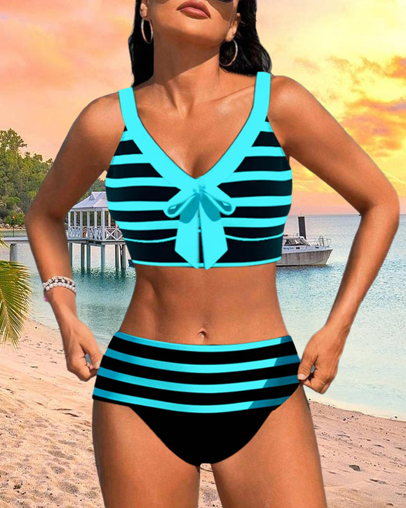 Van Laar® | Gestreepte bikini met hoge taille