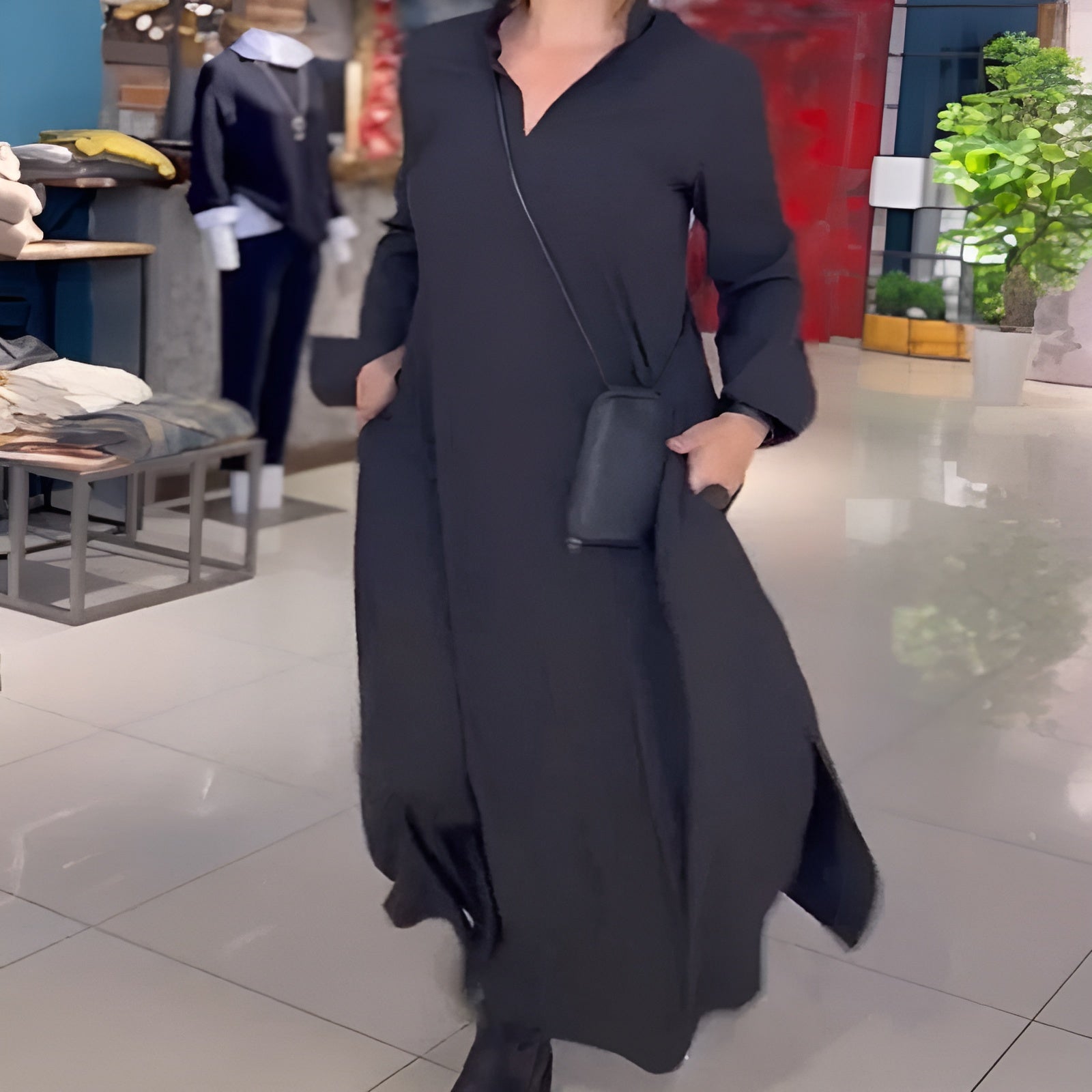 Van Laar® | Losse lange jurk met zijsplit