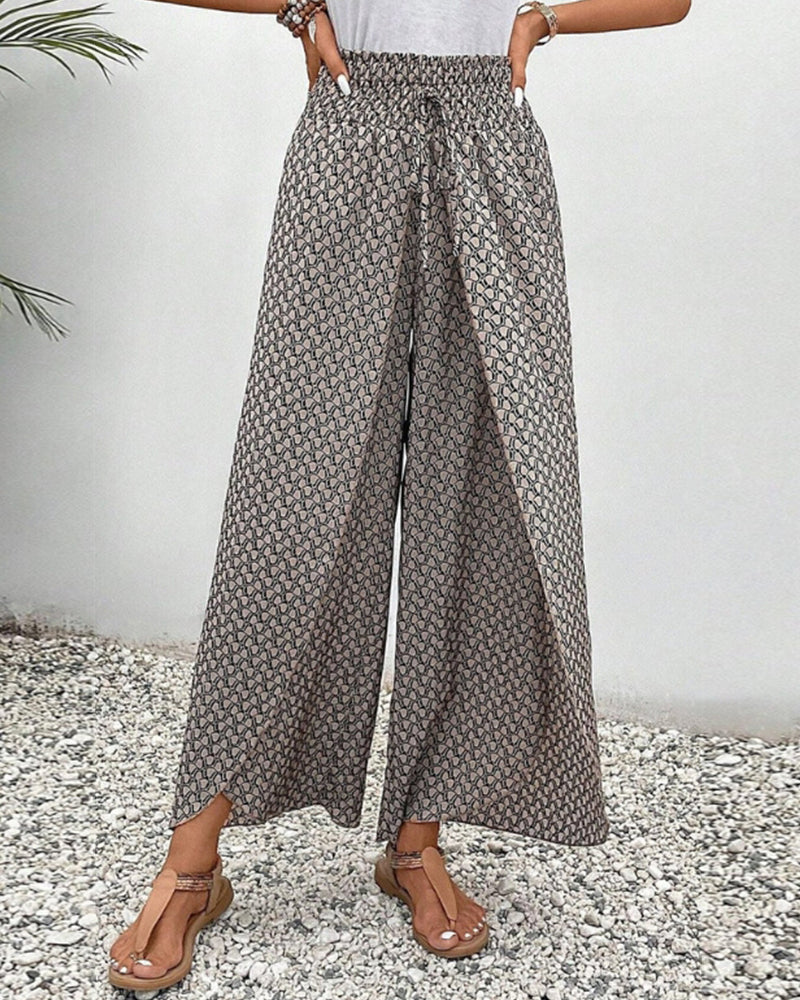 Zomerse broek met elastische pijpen en trekkoord