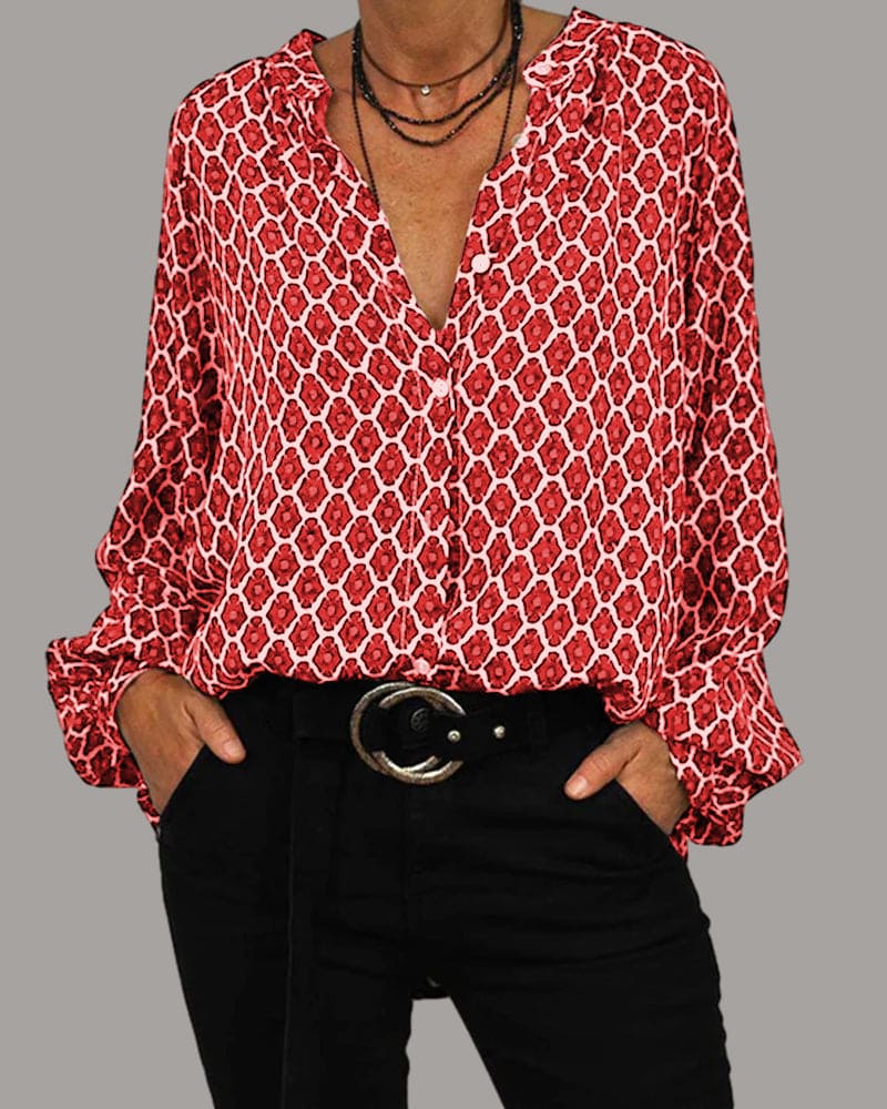 Van Laar® | Relaxed V-Hals Midi-Shirt