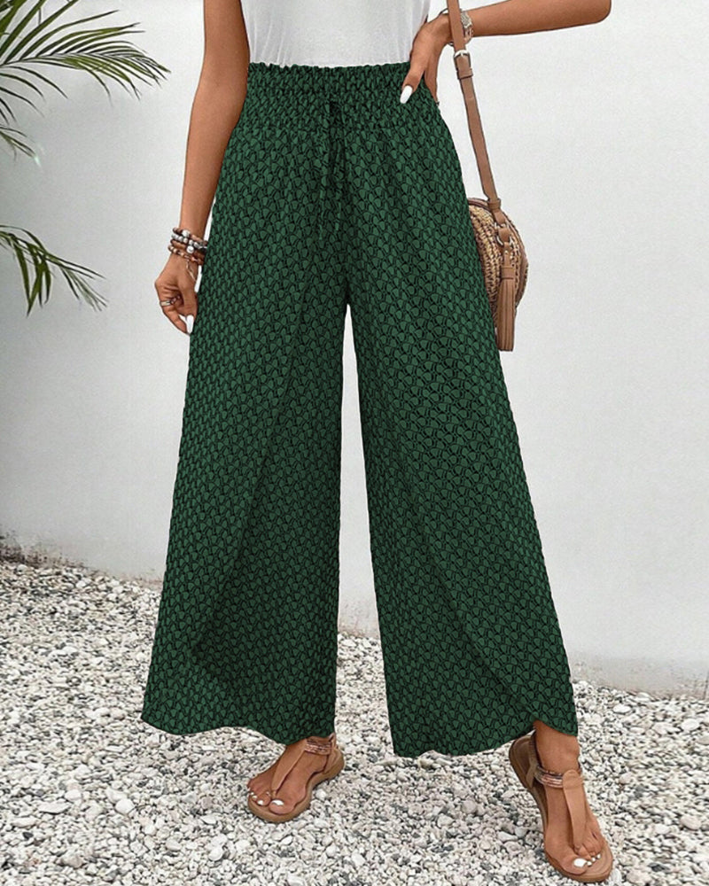 Zomerse broek met elastische pijpen en trekkoord