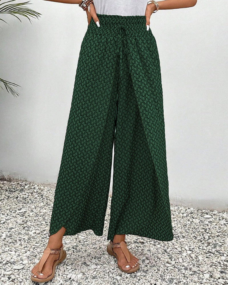 Zomerse broek met elastische pijpen en trekkoord