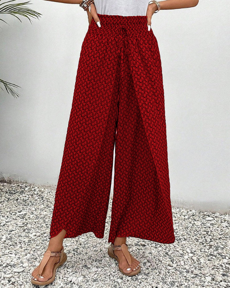 Zomerse broek met elastische pijpen en trekkoord