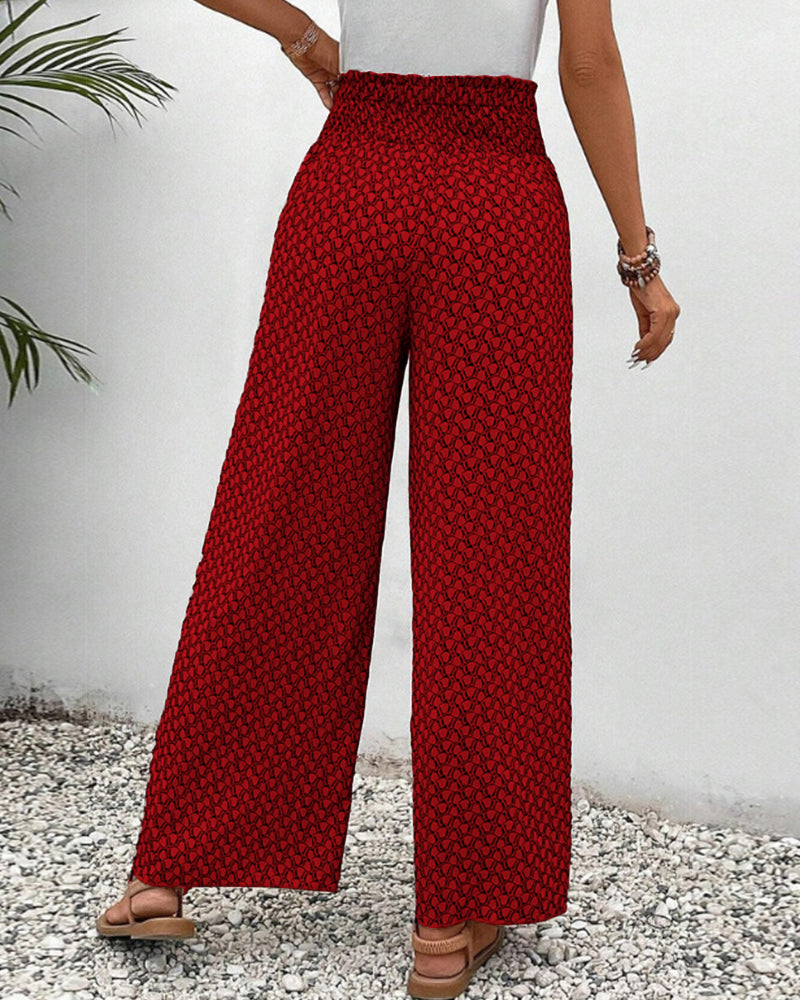 Zomerse broek met elastische pijpen en trekkoord