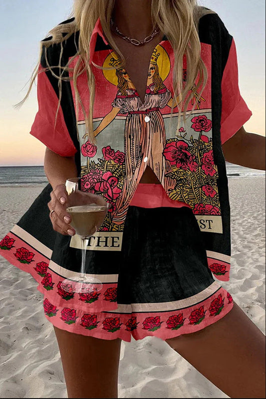 Yseline – Korte set van puur roze linnen