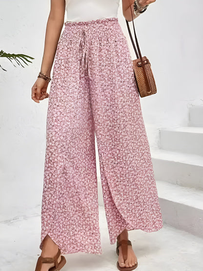 Zomerse broek met elastische pijpen en trekkoord