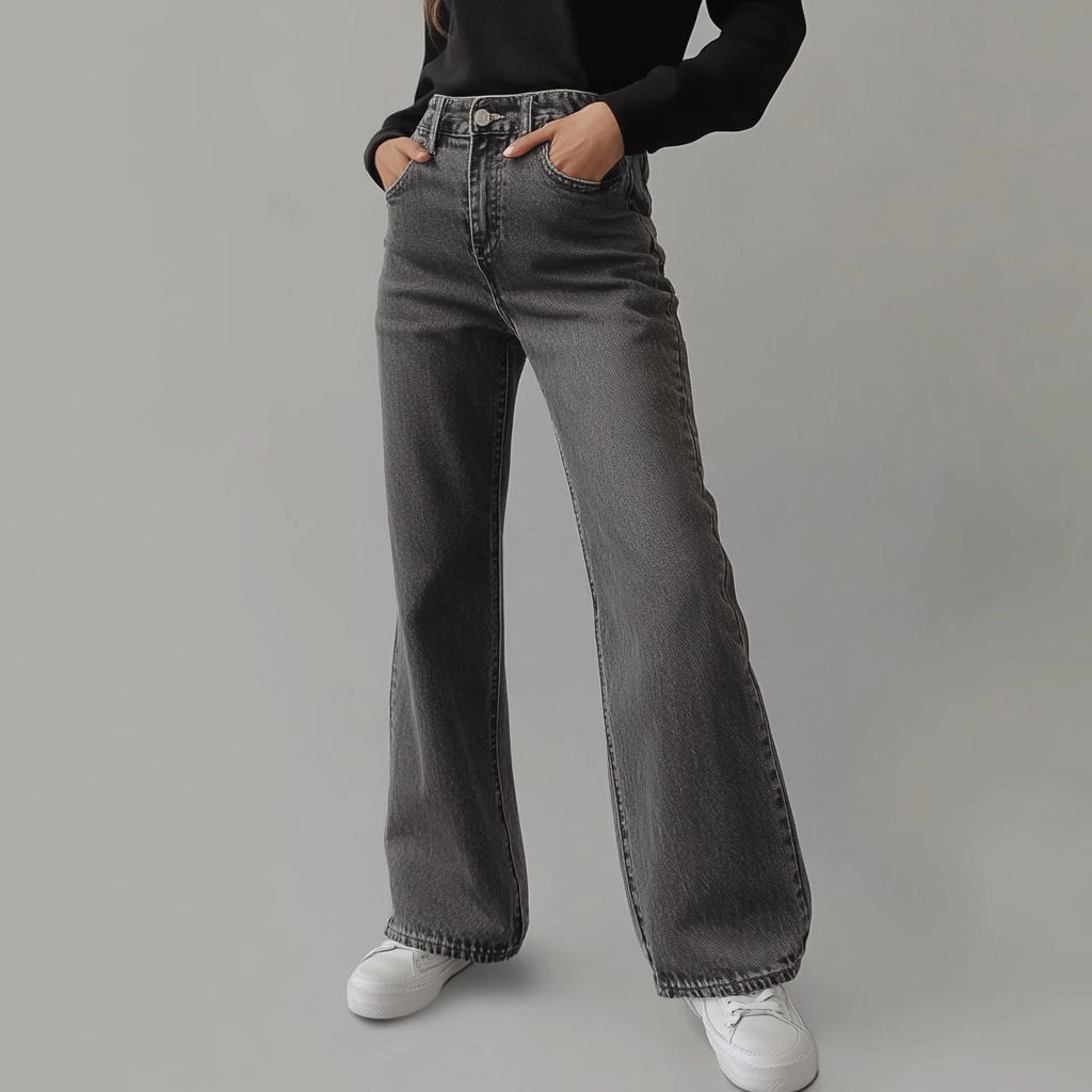Van Laar® | Grijze Damesbroek Wide Leg