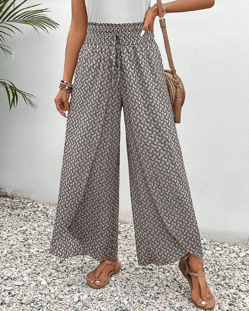 Zomerse broek met elastische pijpen en trekkoord